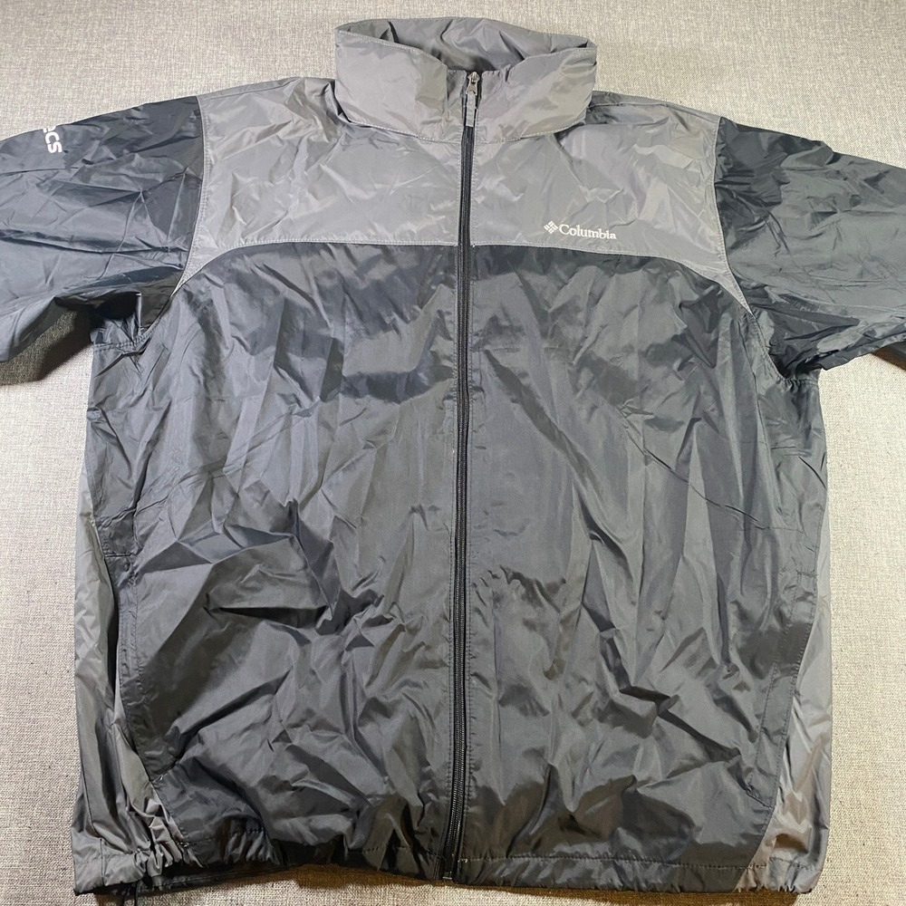 Columbia XXL Men Gray Black Glennaker Lake Windbreaker Jacket Coat Packable Hood